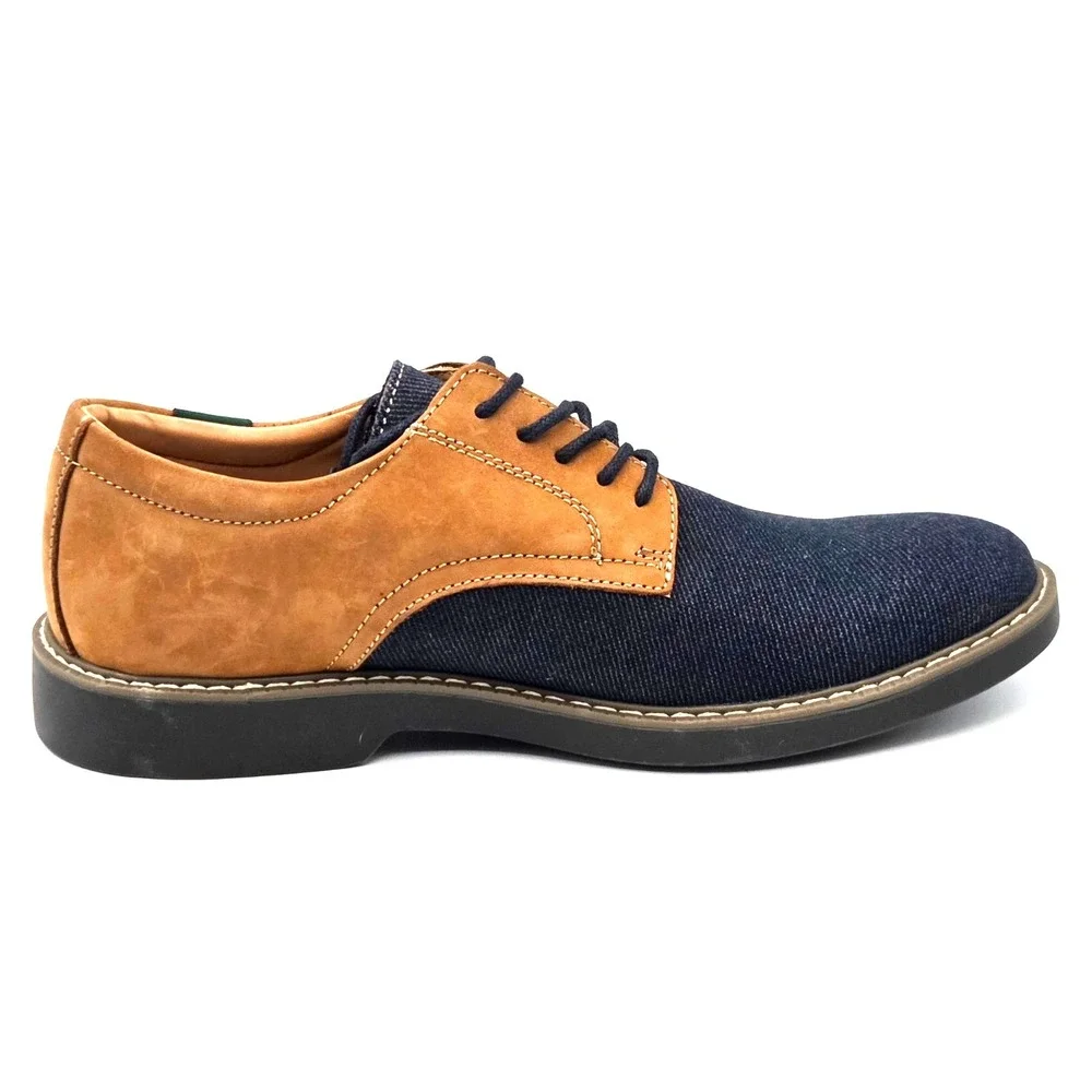 G.H. Bass & Co. Patterson Men's Shoes Blue Denim & Tan Nubuck Leather‎ Size 7.5